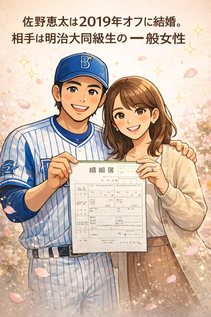 佐野恵太は2019年オフに結婚。相手は明治大同級生の一般女性