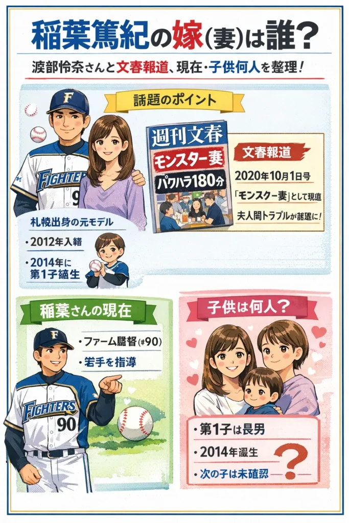 稲葉篤紀の嫁（妻）は誰？渡部怜奈と文春報道の要点、現在と子供何人を整理