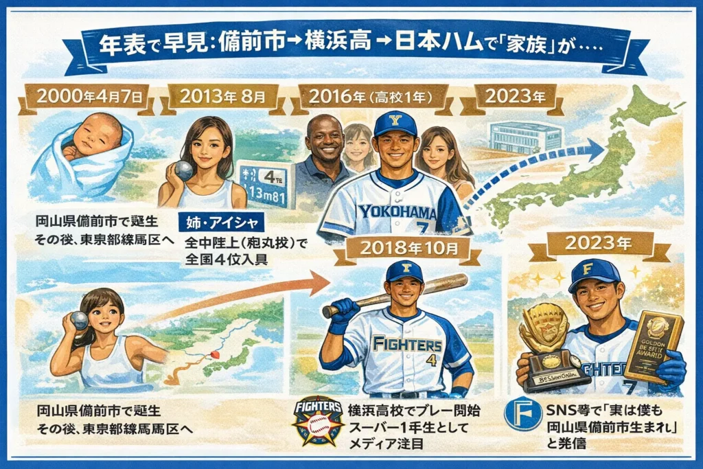 年表で早見：備前市→横浜高→日本ハムで「家族」が注目されるまで