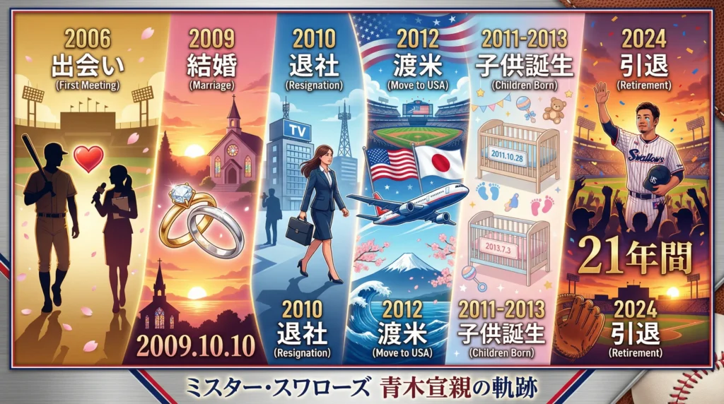 青木宣親の年表で早見：妻と出会い→結婚→退社→渡米→子供→引退まで